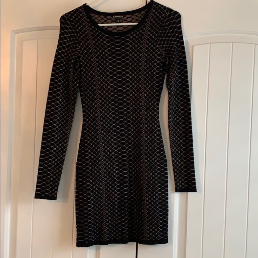 Black/Metallic Express Sweater Dress